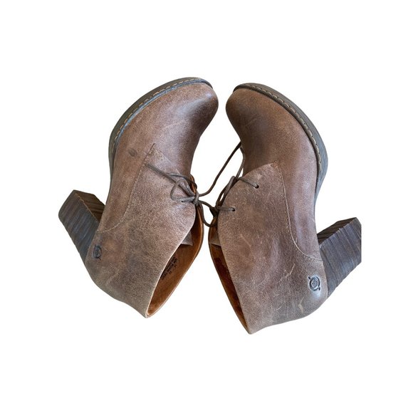 Born Ramsey Ankle Platform Boot 10/42 Brown Leather Oxford Lace Up Block Heel - Picture 11 of 15